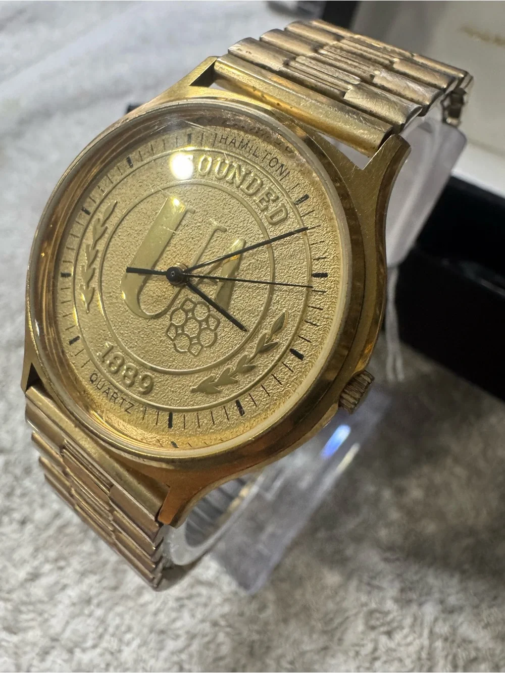 #198 Hamilton Gold-Tone Men’s Watch with Emblem Dial